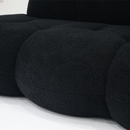 Solenza Cloud Bubble Sofa | White Sherpa Fleece 2-Seater Loveseat, Deep Seat Curved Design