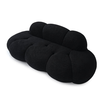 Solenza Cloud Bubble Sofa | White Sherpa Fleece 2-Seater Loveseat, Deep Seat Curved Design