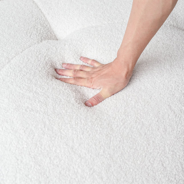 Solenza Cloud Bubble Sofa | White Sherpa Fleece 2-Seater Loveseat, Deep Seat Curved Design