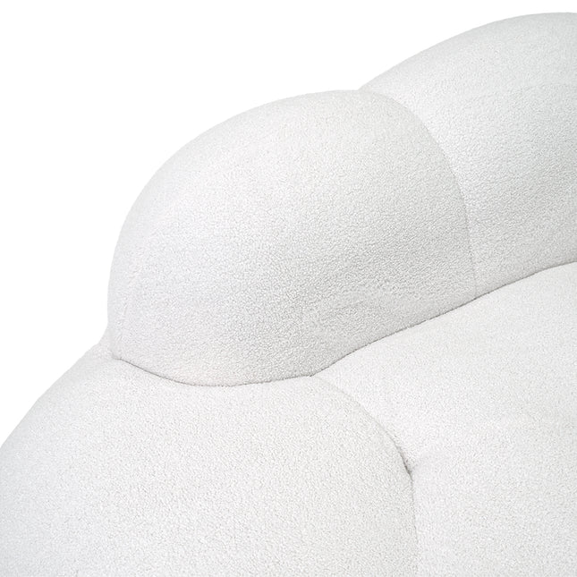 Solenza Cloud Bubble Sofa | White Sherpa Fleece 2-Seater Loveseat, Deep Seat Curved Design