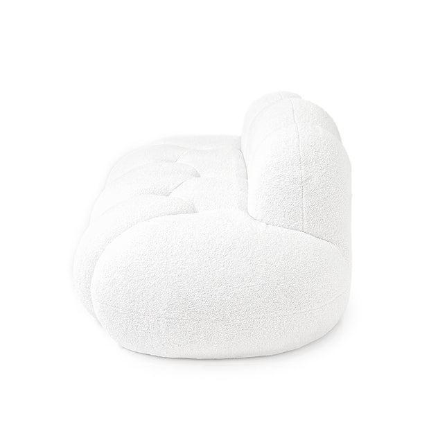 Solenza Cloud Bubble Sofa | White Sherpa Fleece 2-Seater Loveseat, Deep Seat Curved Design