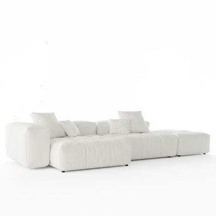 Solenza Elysian | 119" Modular 3-Seater Sectional + Ottoman | Washable Linen Sofa