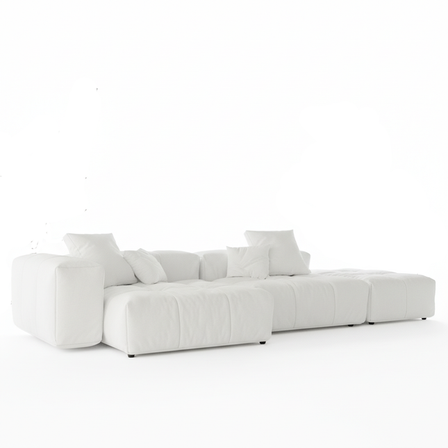 Solenza Elysian | 119" Modular 3-Seater Sectional + Ottoman | Washable Linen Sofa