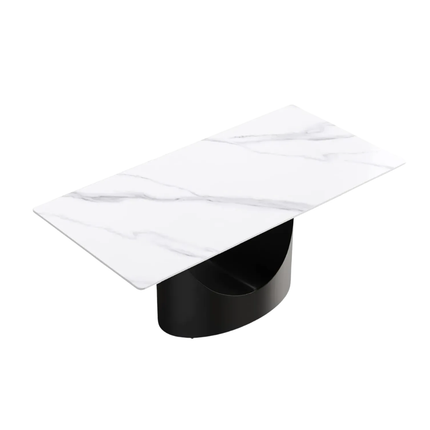 Eclipse Elegant Dining Tables | 70" Rectangular White with Matte Black Base for 6