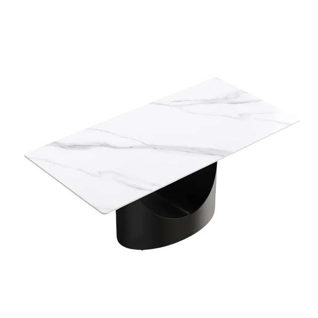 Eclipse Elegant Dining Tables | 70" Rectangular White with Matte Black Base for 6