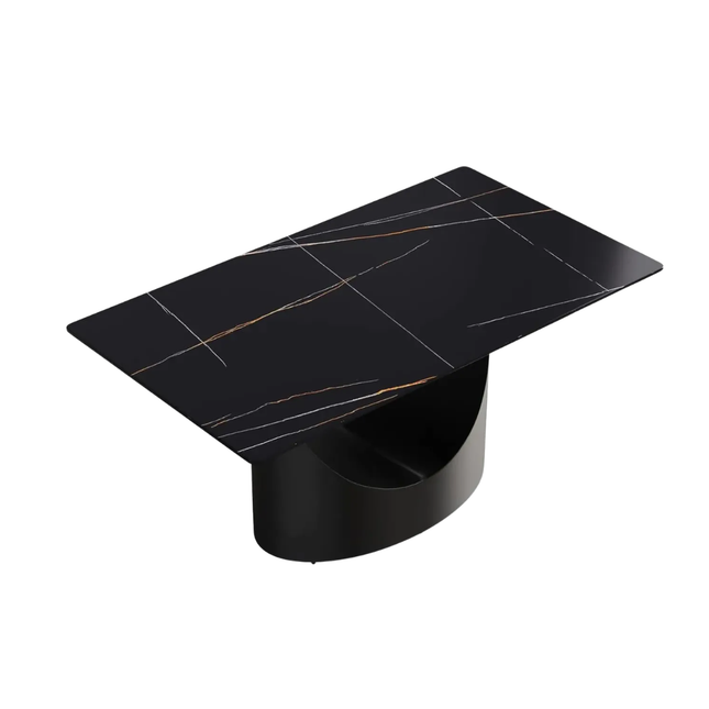 Eclipse Modern 63" Black Dining Table – Rectangular with Matte-Black Base, Seats 4–6 People