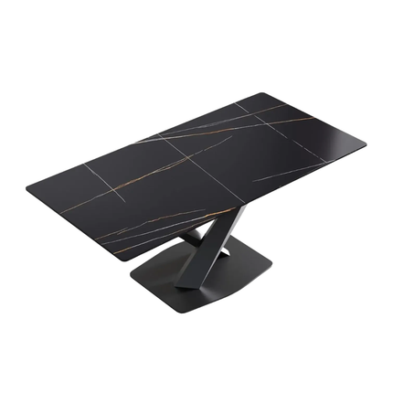 Marbela Dining Table | 70" Rectangular Black Dining Table | Jet Black Base – 6-Seater Modern Dining Room Table