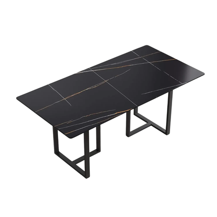 Linea Modern 70" Black Dining Table – Rectangular with Onyx-Black Base, Seats 6 People