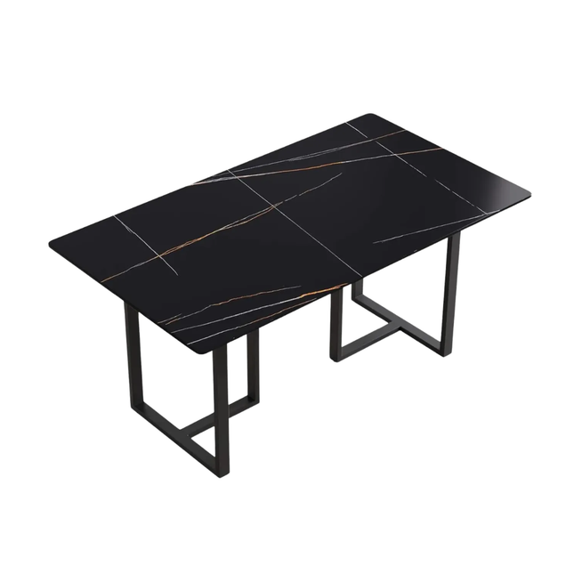 Linea Elegant Dining Tables | 63" Rectangular Black with Onyx Black Base