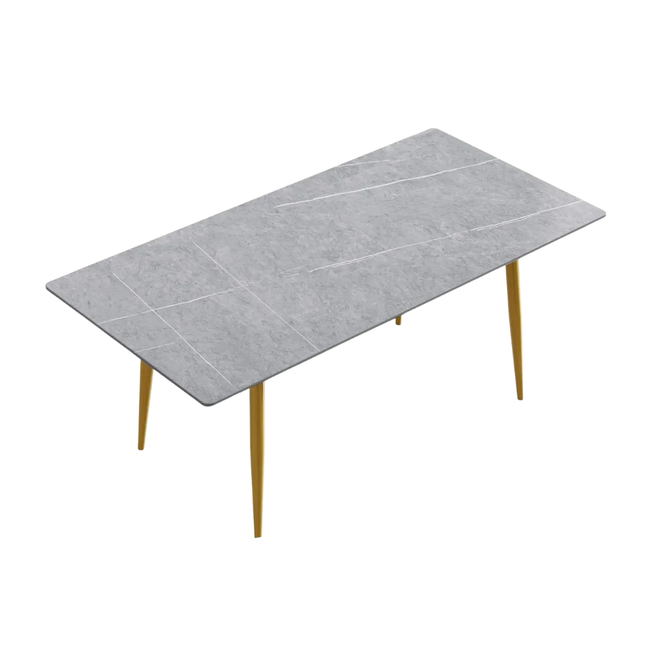 Axis Elegant Dining Tables | 70" Rectangular Gray with Dusk Gold Base for 6