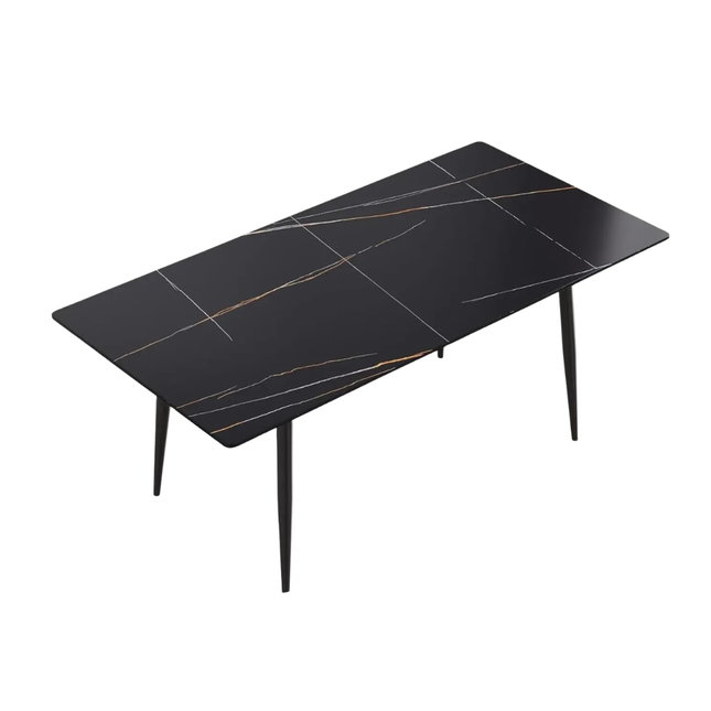 Axis Elegant Dining Tables | 70" Rectangular Black with Ink Black Base for 6