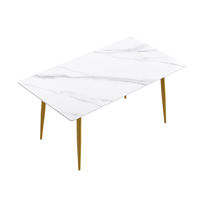 Axis Elegant Dining Tables | 63" Rectangular White with Dusk Gold Base