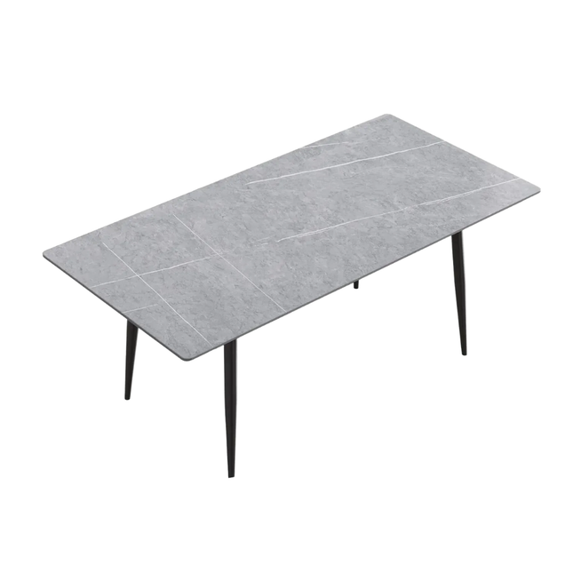 Axis Elegant Dining Tables | 70" Rectangular Gray with Ink Black Base for 6