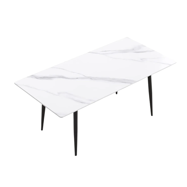 Axis Elegant Dining Tables | 70" Rectangular White with Ink Black Base for 6