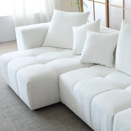 Solenza Elysian | 144" Modular 3-Seater L-Shaped Sectional + Ottoman | Washable Linen Sofa