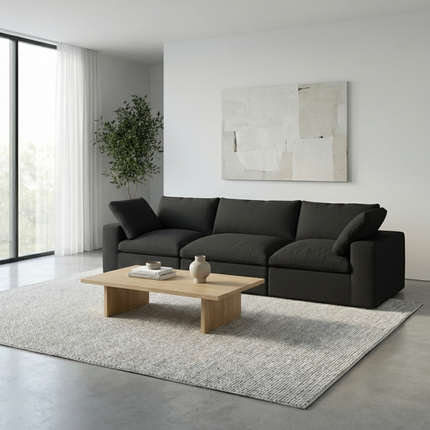 Solenza Nuvia | 120" Cloud Modular 3-Seat Sectional - Washable Linen Covers