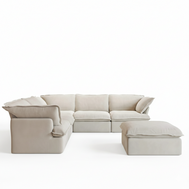 Solenza Lounge | 122" Cloud Modular Corner + Ottoman | Washable Sofa
