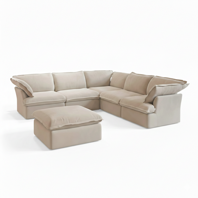 Solenza Lounge | 122" Cloud Modular Corner + Ottoman | Washable Sofa