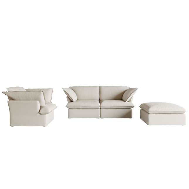 Solenza Lounge | 120" Cloud Modular 3-Piece Set | Washable Linen Sofa