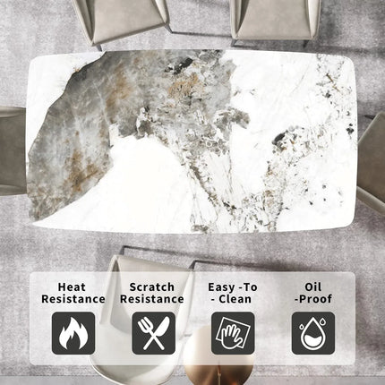 Curvea Opulent Dining Tables | 63" Rectangular Antique White with Onyx Black Base for 4-6