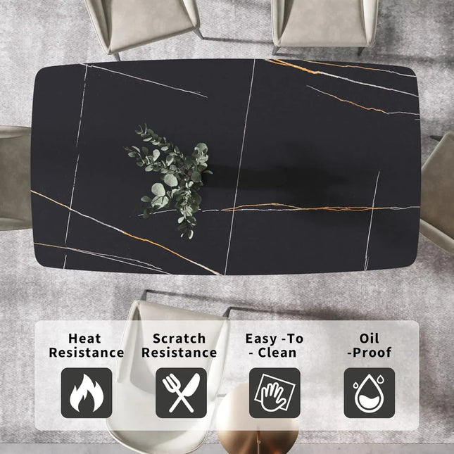 Curvea Modern Dining Table | 70" Rectangular Black with Onyx Black Base for 6-8