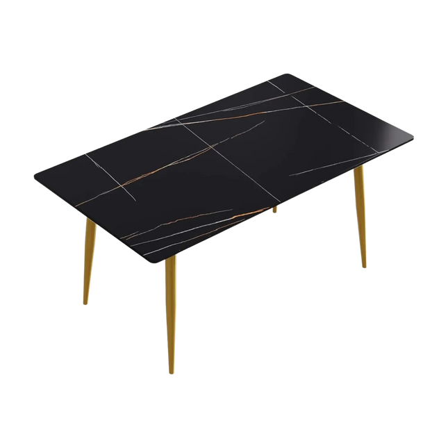 Axis Elegant Dining Tables | 63" Rectangular Black with Dusk Gold Base