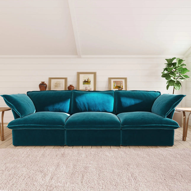 Solenza Vellura | 123" 3-Seat Cloud Sofa | Washable Velvet