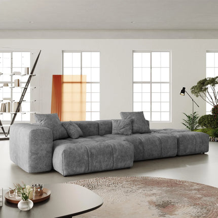 Solenza Elysian | 119" Modular 3-Seater Sectional + Ottoman | Washable Linen Sofa