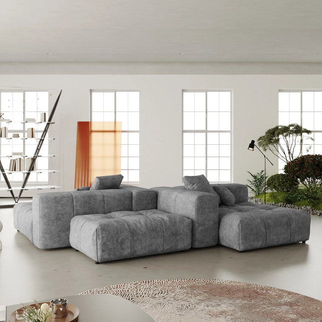 Solenza Elysian | 92" Modular 4-Piece Sectional Sofa | Washable Linen Sofa