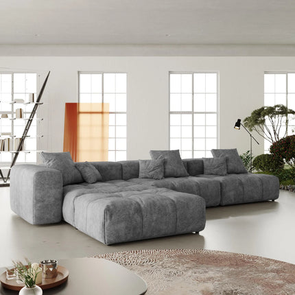 Solenza Elysian | 131" Modular 3-Seater Sectional + Ottoman | Washable Linen Sofa