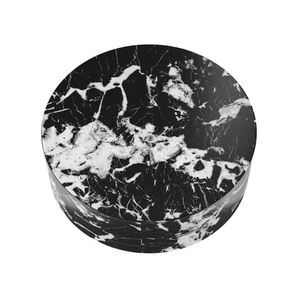 Solenza Zaya 33" Round Black Marble Coffee Table | Gold Base & Storage