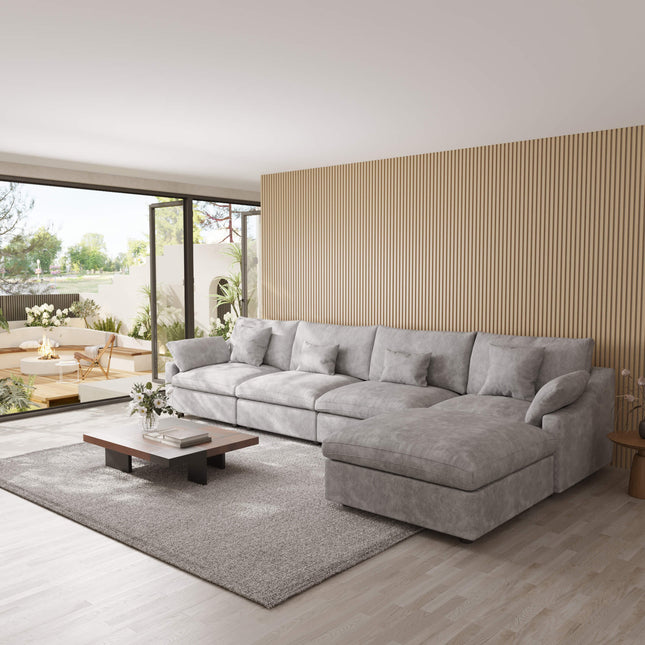 Solenza Casa Nova | 156" 4-Seat + Ottoman Sectional | Washable Linen