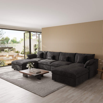 Solenza Casa Nova | 156" 4-Seat U-Shape Sectional + 2 Otts | Washable Linen