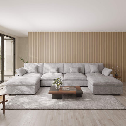 Solenza Casa Nova | 156" 4-Seat U-Shape Sectional + 2 Otts | Washable Linen
