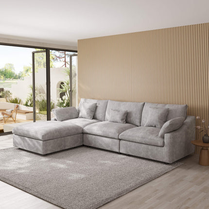 Solenza Casa Nova | 119" 3-Seat Sectional + Ottoman | Washable Linen