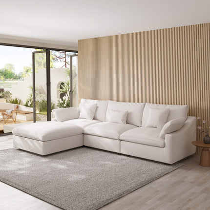Solenza Casa Nova | 119" 3-Seat Sectional + Ottoman | Washable Linen