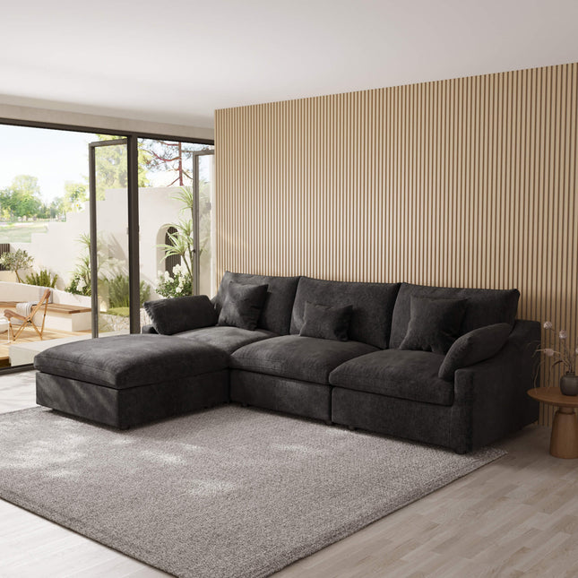 Solenza Casa Nova | 119" 3-Seat Sectional + Ottoman | Washable Linen