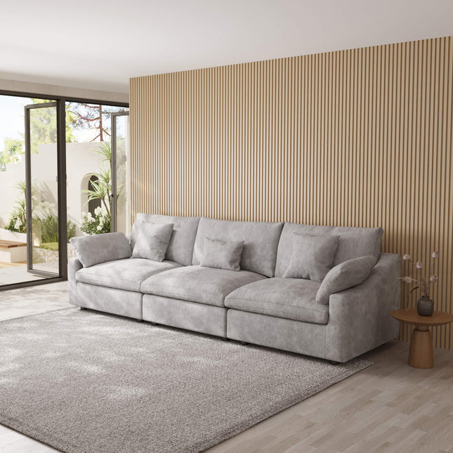 Solenza Casa Nova | 119" 3-Seat Cloud Sectional Sofa | Washable Linen