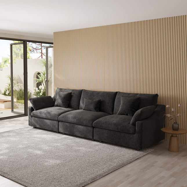 Solenza Casa Nova | 119" 3-Seat Cloud Sectional Sofa | Washable Linen