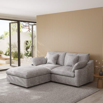 Solenza Casa Nova | 83" Sectional 2-Seat + Ottoman | Washable Linen