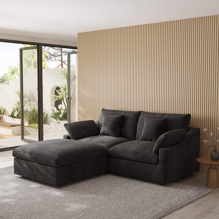 Solenza Casa Nova | 83" Sectional 2-Seat + Ottoman | Washable Linen