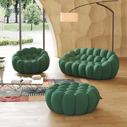 Solenza Bubble | 2-Seat Modular Loveseat + Modular Sofa Chair + Ottoman  | 3D-Knitted Fabric