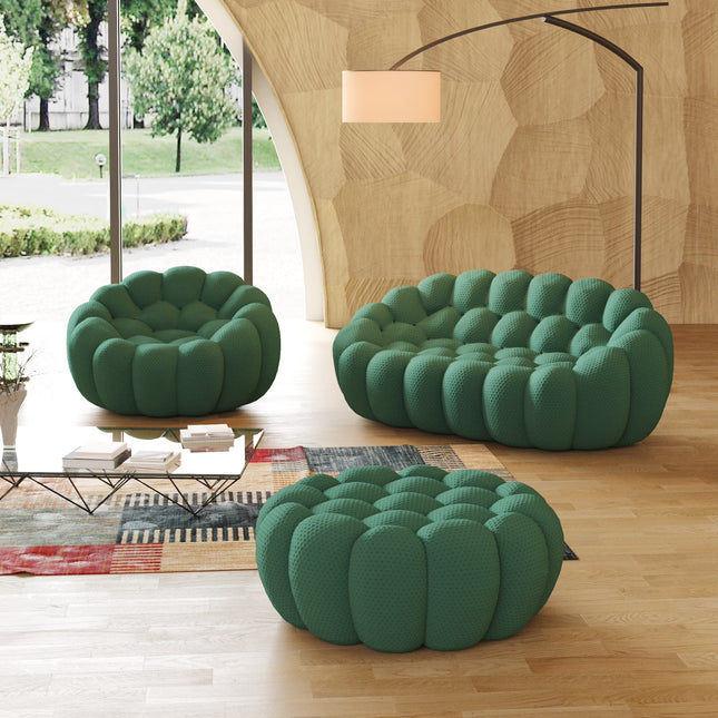 Solenza Bubble | 2-Seat Modular Loveseat + Modular Sofa Chair + Ottoman  | 3D-Knitted Fabric