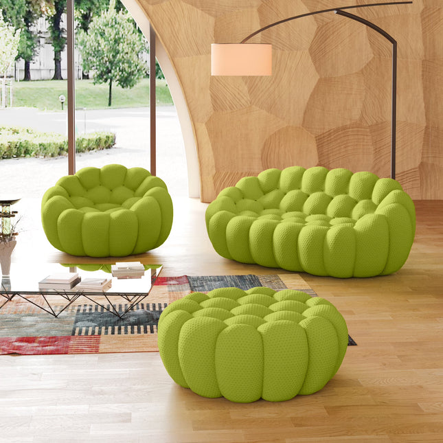 Solenza Bubble | 2-Seat Modular Loveseat + Modular Sofa Chair + Ottoman  | 3D-Knitted Fabric