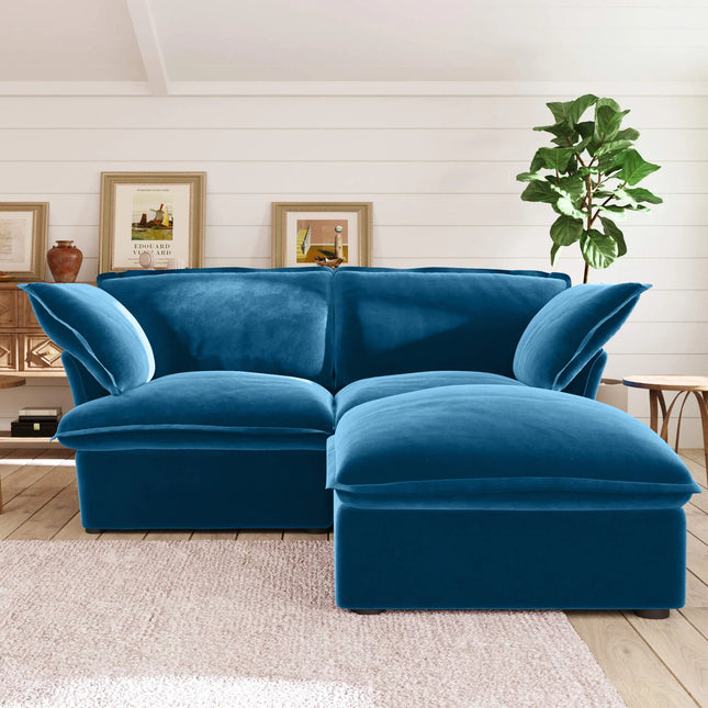 Solenza Vellura | 83" 2-Seat + Ottoman | Washable Velvet