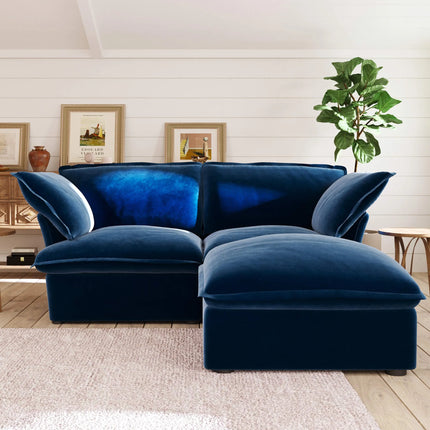 Solenza Vellura | 83" 2-Seat + Ottoman | Washable Velvet
