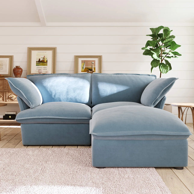 Solenza Vellura | 83" 2-Seat + Ottoman | Washable Velvet