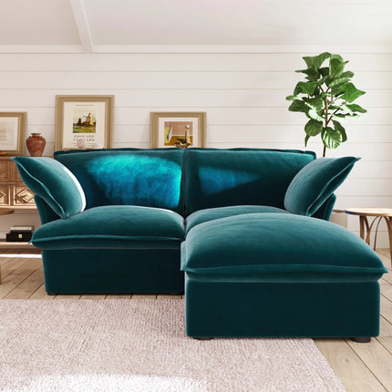 Solenza Vellura | 83" 2-Seat + Ottoman | Washable Velvet