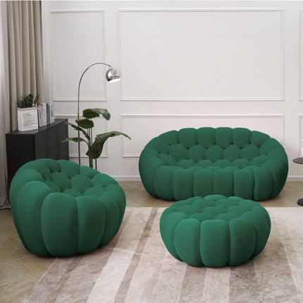 Solenza Bubble | 2-Seat Modular Loveseat + Modular Sofa Chair + Ottoman  | 3D-Knitted Fabric