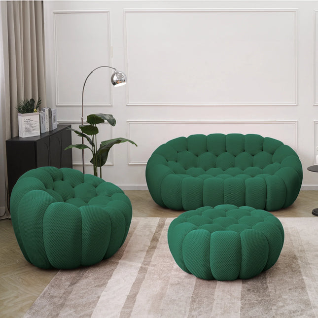 Solenza Bubble | 2-Seat Modular Loveseat + Modular Sofa Chair + Ottoman  | 3D-Knitted Fabric